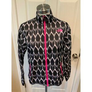 The North Face Black & White Wavy Print Zip-Up Windbreaker, Size Small